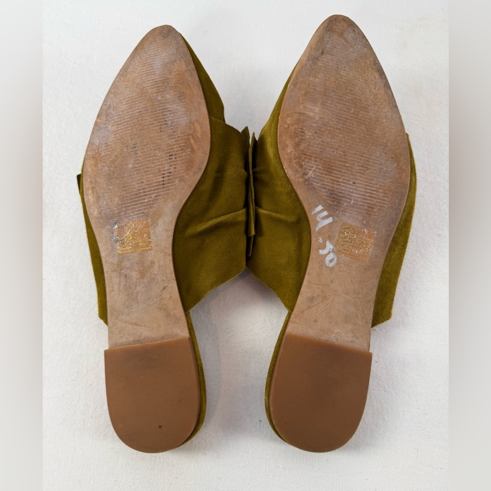 Madewell The Remi Bow Suede Mule in Spiced‎ Olive Green Size 8.5 - Picture 5 of 7